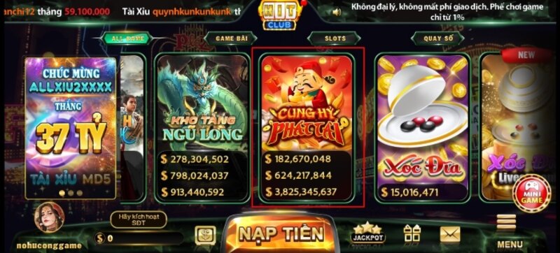 Người chơi được thỏa sức giải trí và kiếm tiền từ các thể loại game cá cược trên HitClub